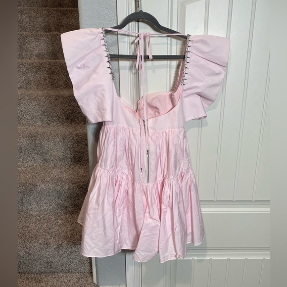 AREA Crystal Trim Poplin Mini Dress size 4 - Picture 10 of 12